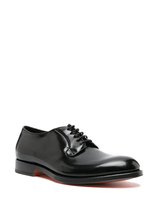 Santoni high shine Leather Derby Shoes Farfetch