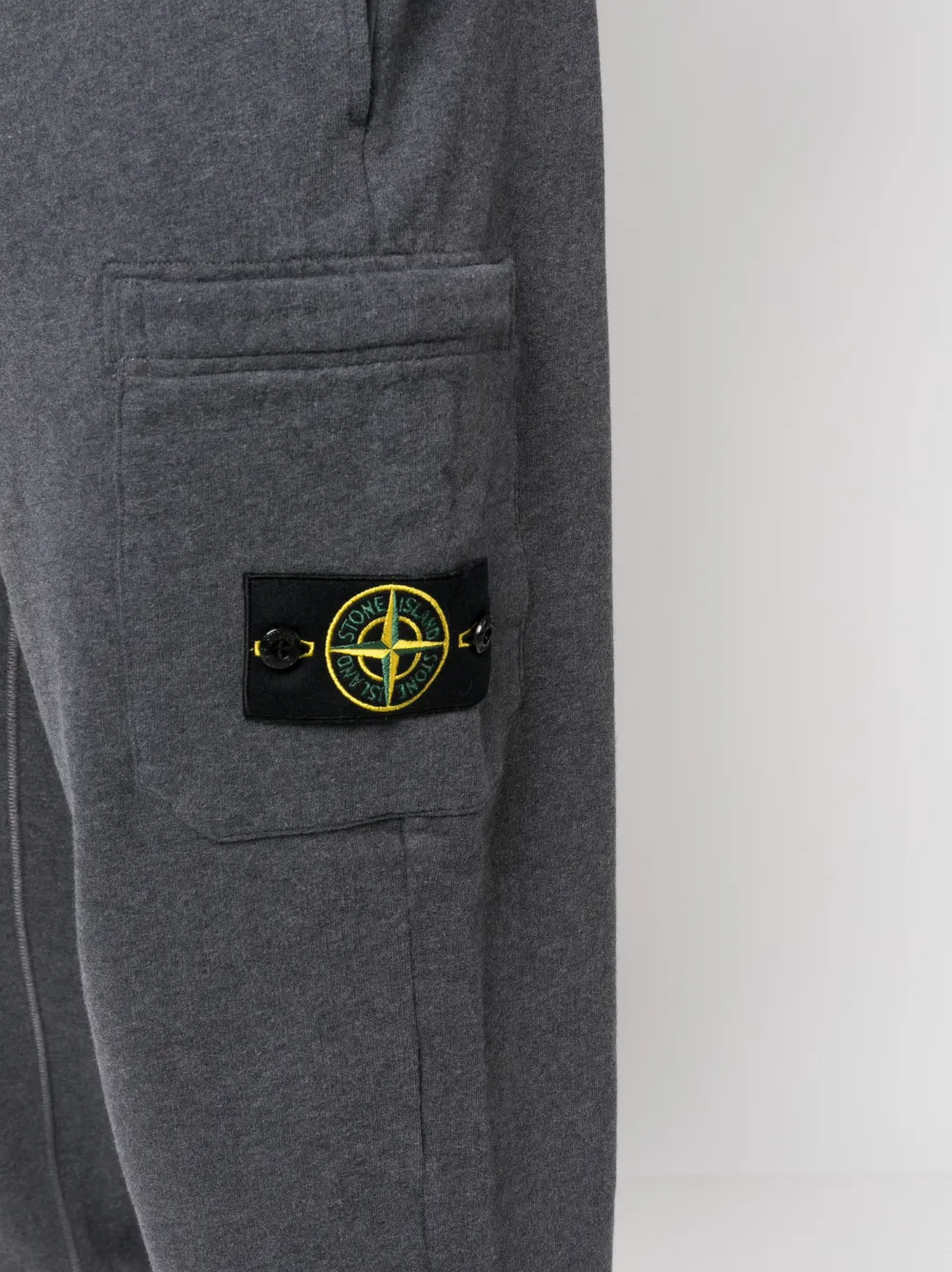 Shop Stone Island Compass-motif Cotton Track Pants In Grey