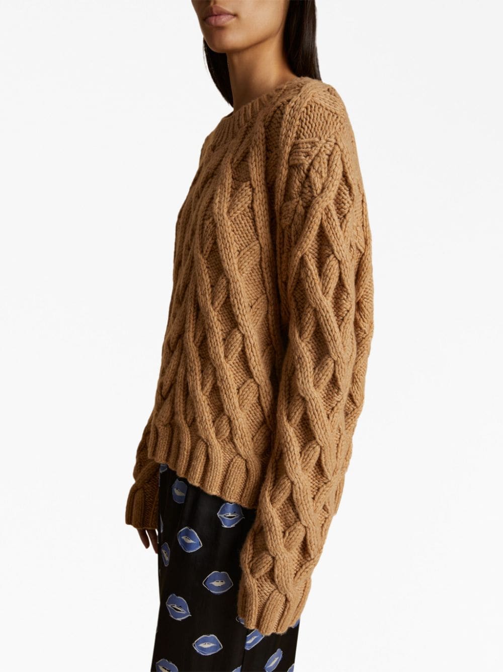 Shop Khaite The Mae Cable-knit Cashmere Jumper In Brown