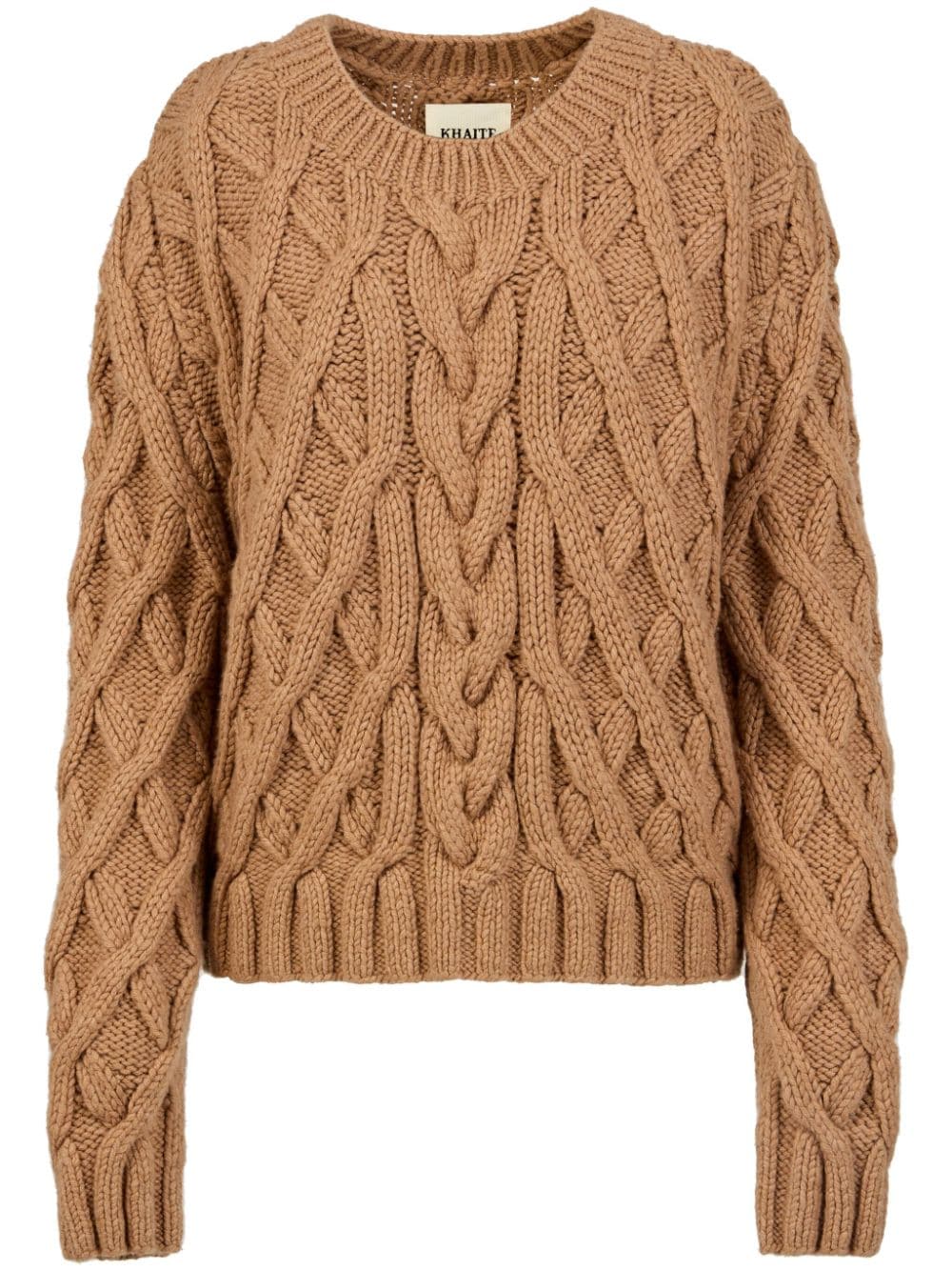 Khaite The Mae Cable-knit Cashmere Jumper In Brown