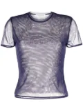 Blumarine logo-embellished mesh T-shirt - Purple