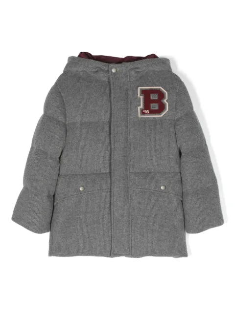 Brunello Cucinelli Kids logo-patch hooded padded coat