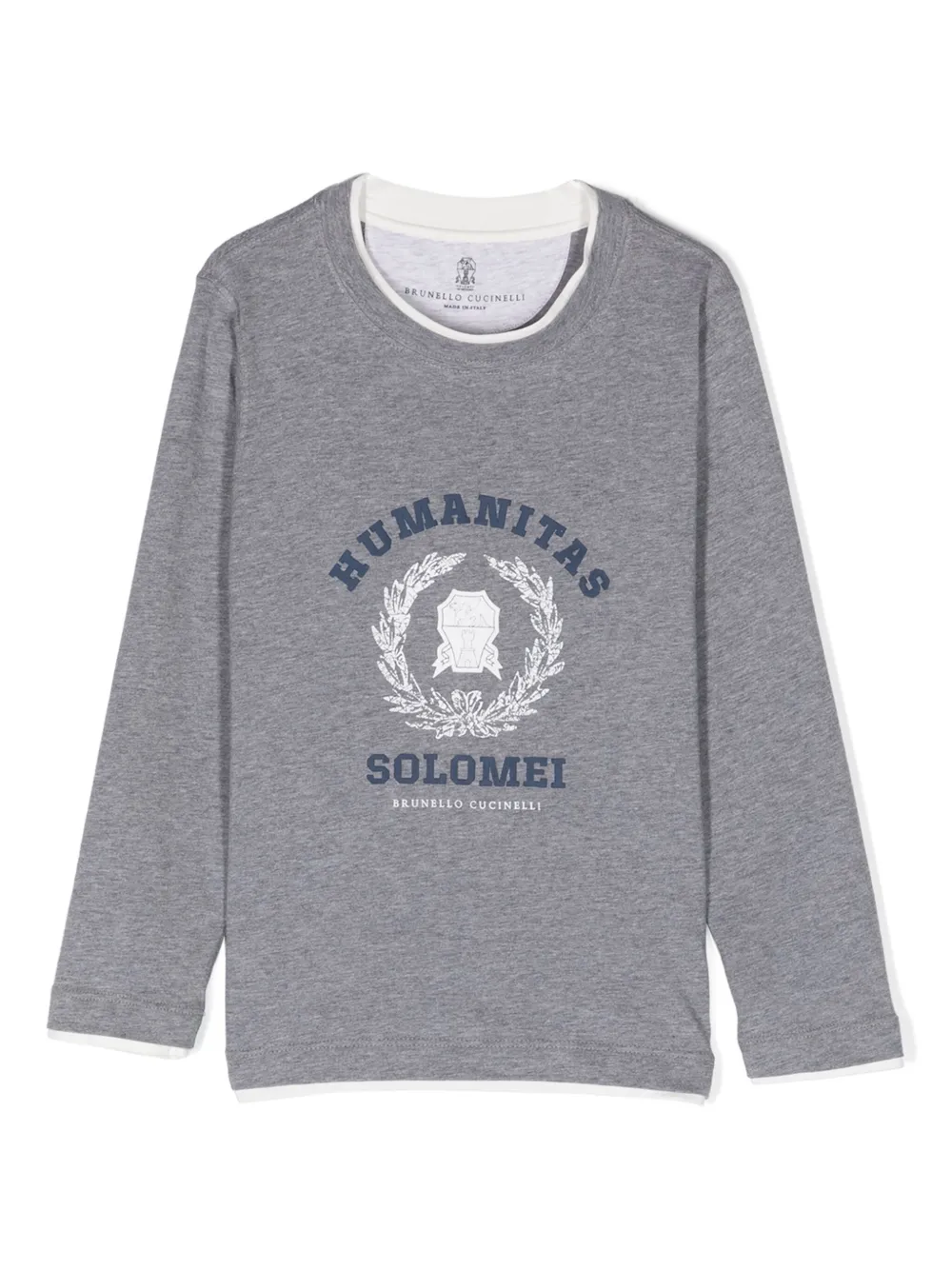 Brunello Cucinelli Kids T-shirt met logoprint Grijs