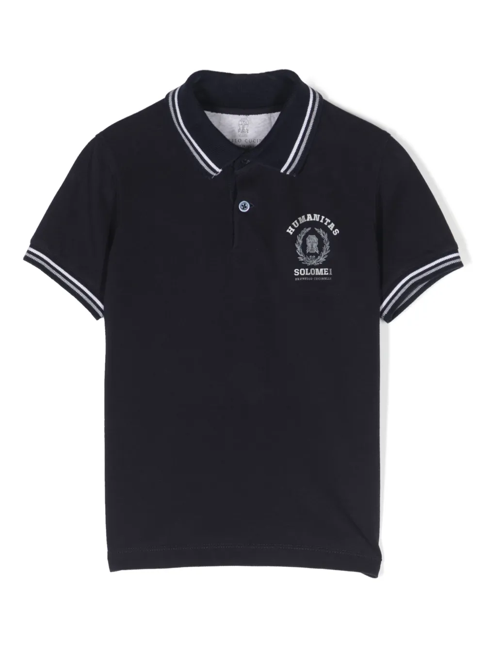 Brunello Cucinelli Kids Poloshirt met print Blauw