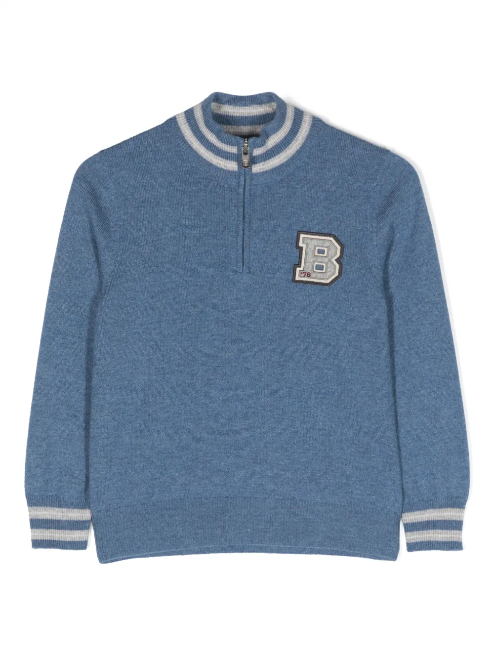 Brunello Cucinelli Kids' Logo-patch Cashmere Jumper In Blue