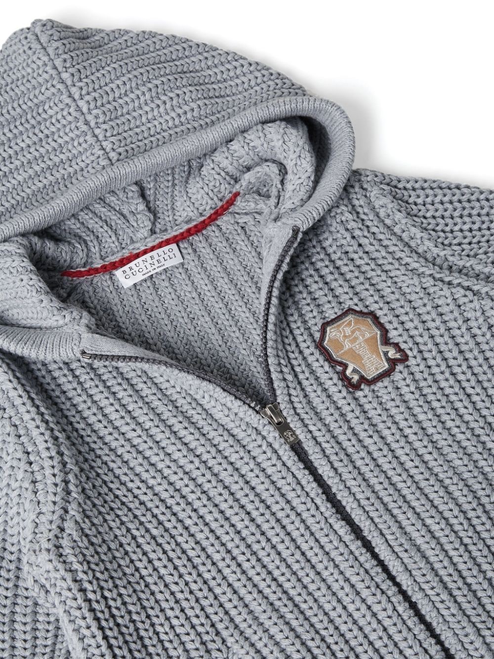Shop Brunello Cucinelli Logo-patch Cotton Cardigan In Grey