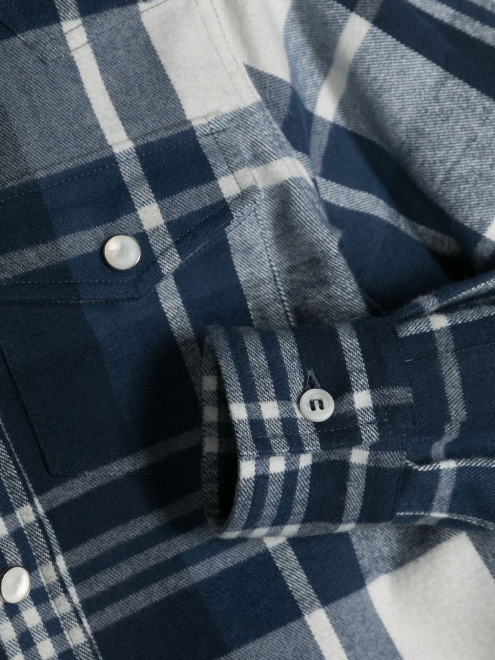 Shop Brunello Cucinelli Check-pattern Cotton Shirt In Blue