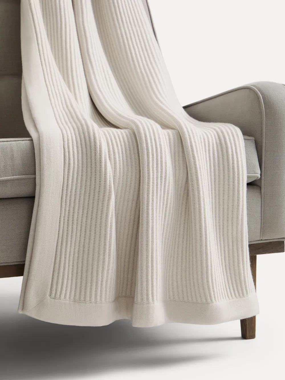  Brunello Cucinelli Cashmere Half English Rib Knit Throw - Neutrals 