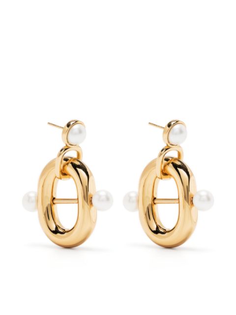 Rabanne Double Link faux-pearl earrings Women