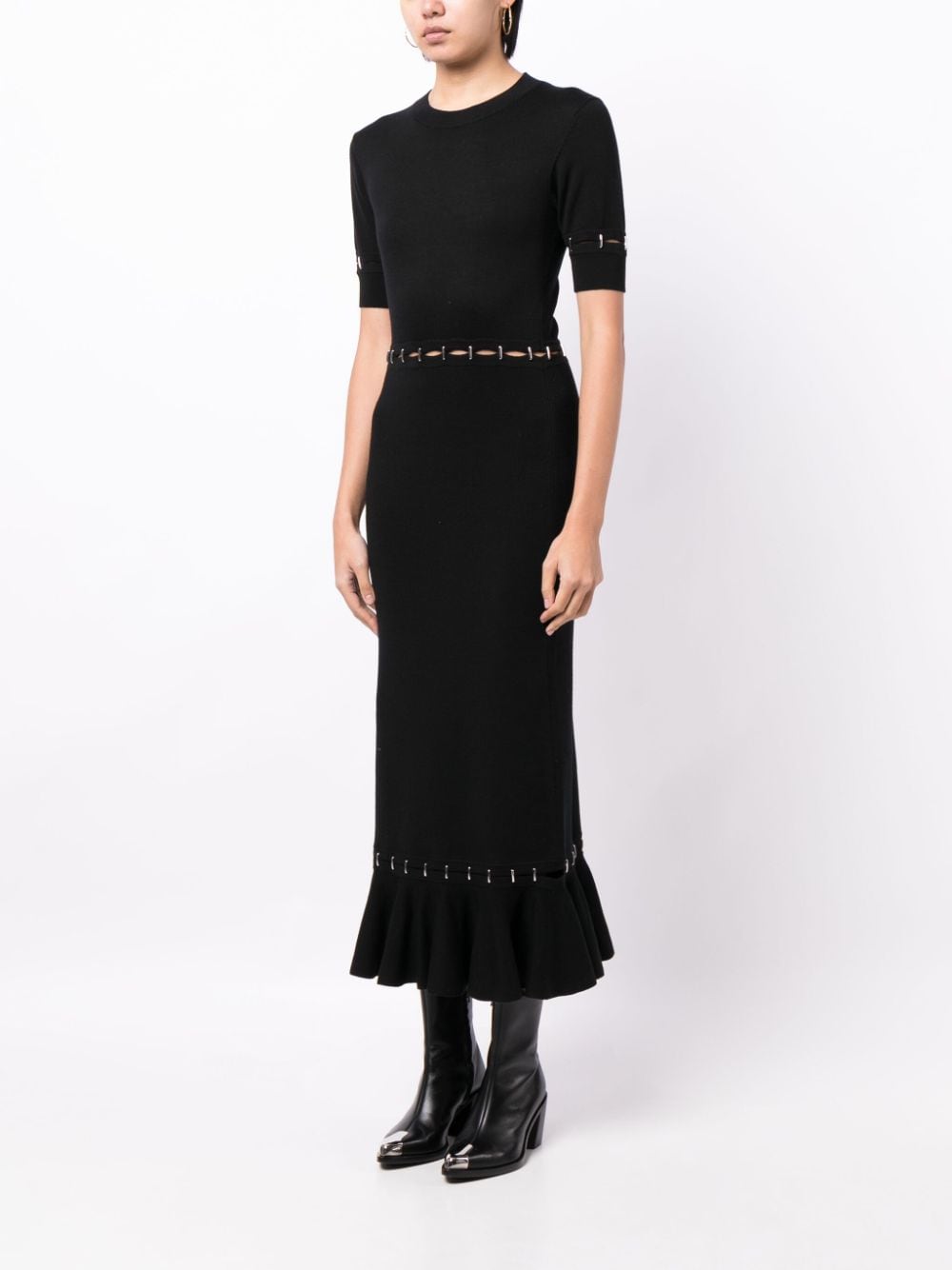 Shop Rabanne Staple-detail Knitted Dress In Black