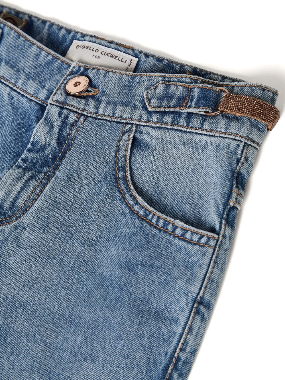 Brunello Cucinelli Monili Chain Mid-rise Straight-leg Jeans In Blue