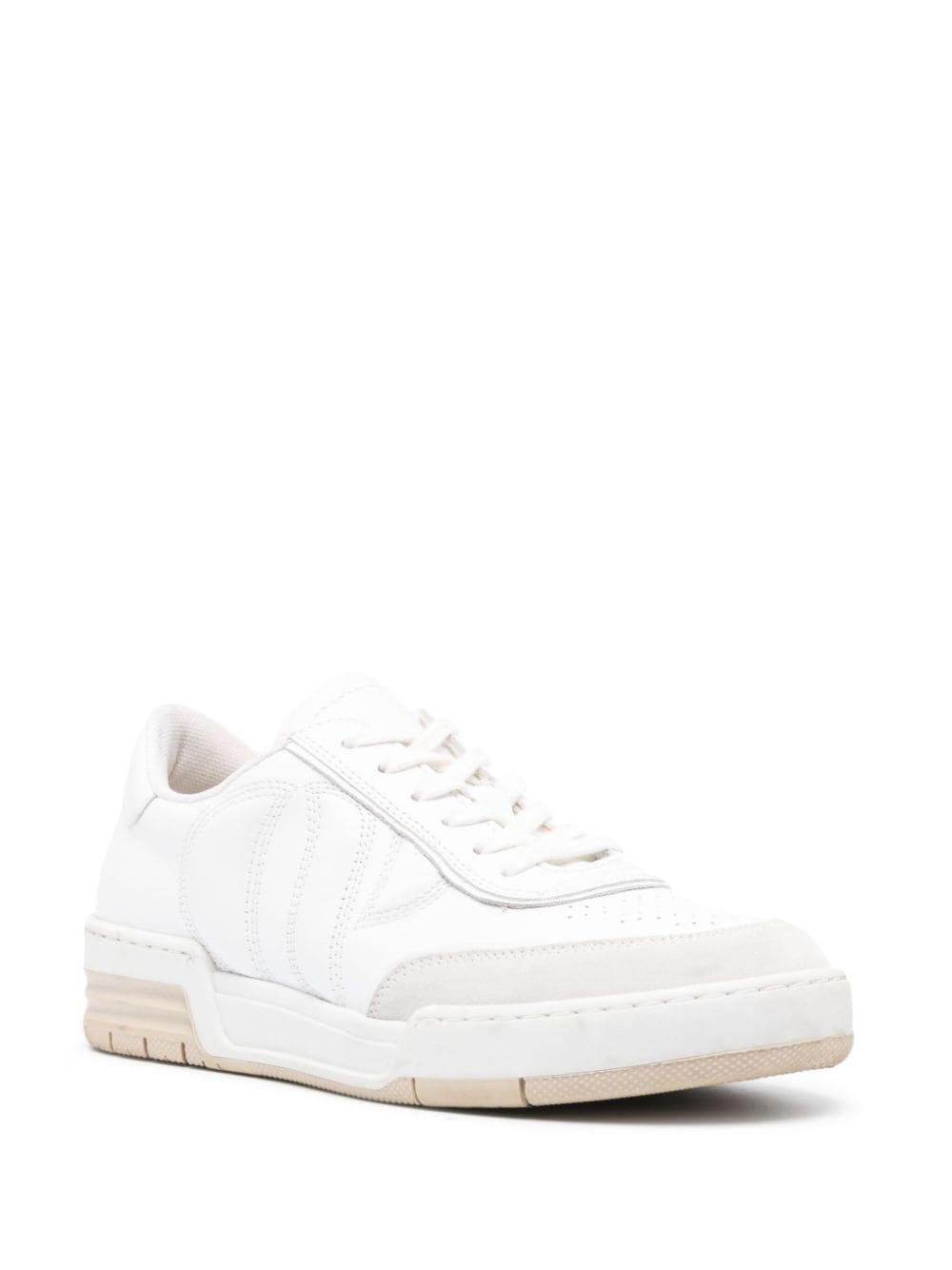 Shop Claudie Pierlot Logo-embroidered Leather Sneakers In White