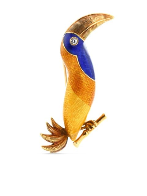 Bvlgari Pre-Owned 1970s pre-owned yellow gold and diamond parrot brooch