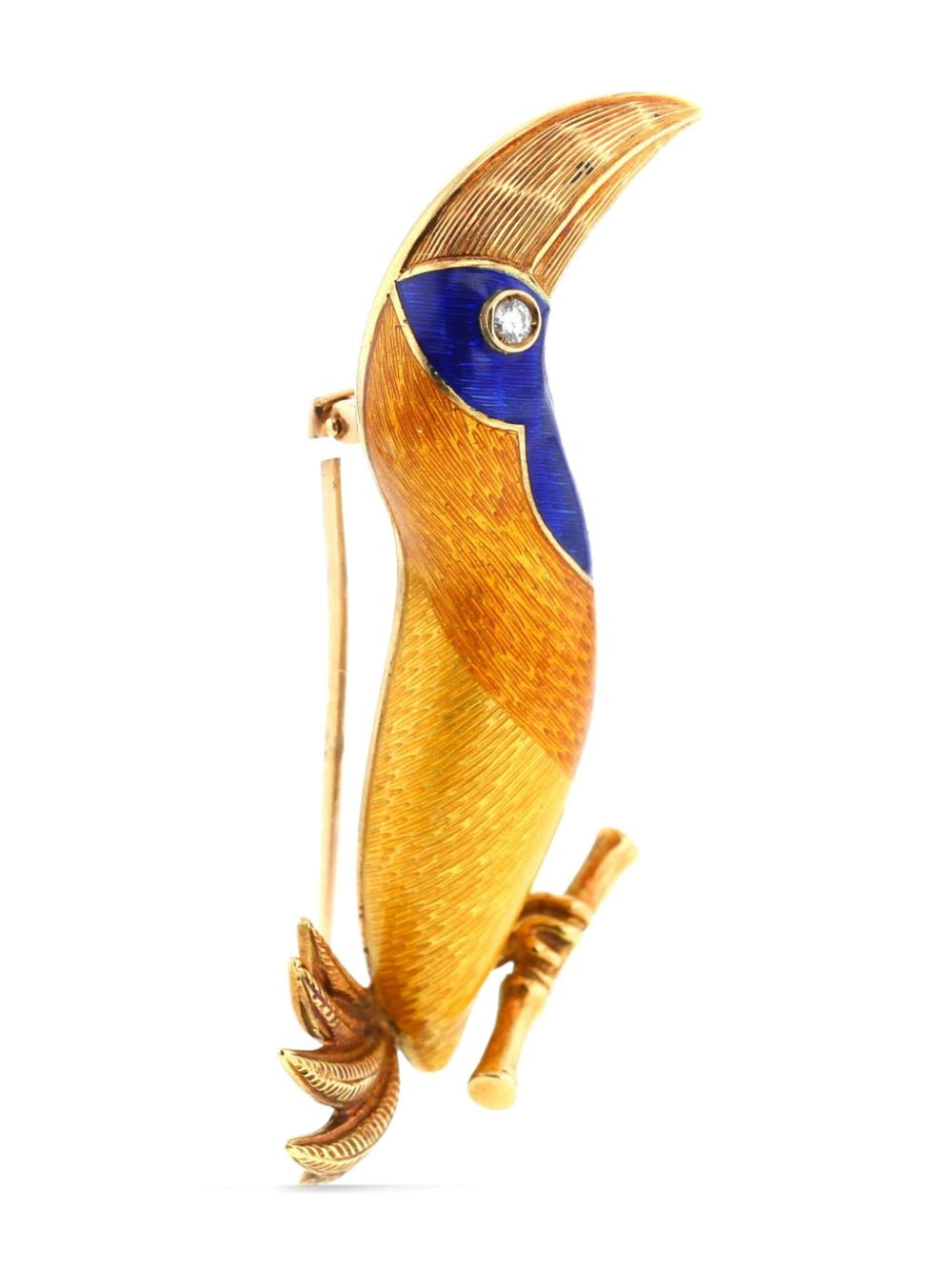 Pre-owned Bvlgari 1970s  Yellow Gold And Diamond Parrot Brooch