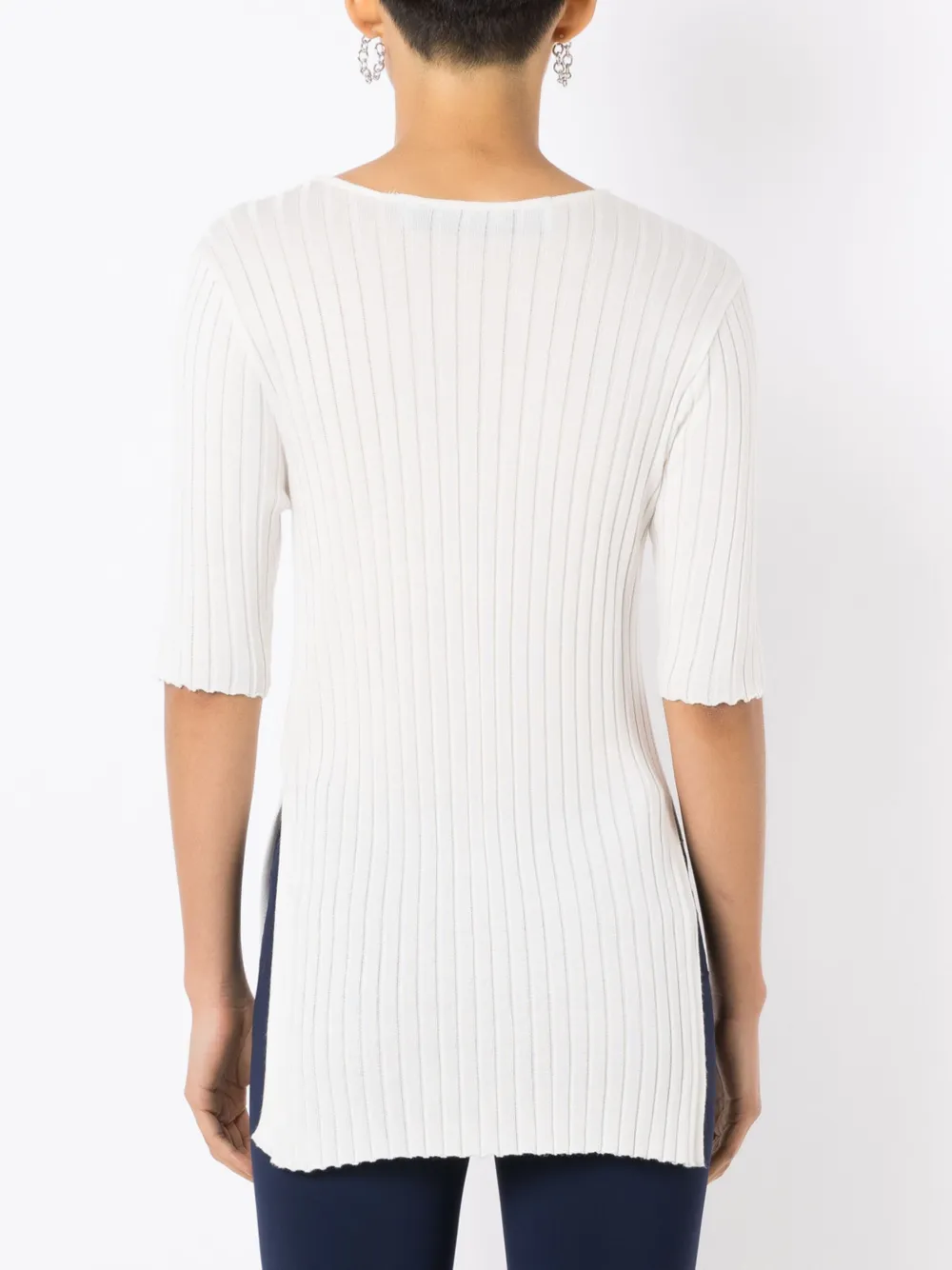 Gloria Coelho Side-slits Ribbed T-shirt In White