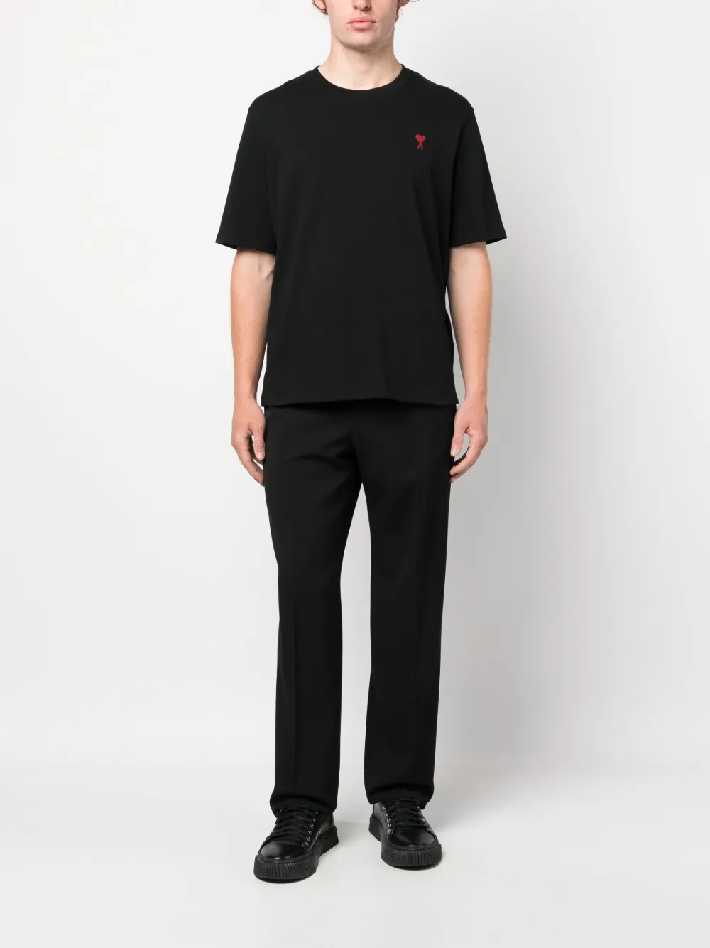 AMI Paris Ami de Coeur-embroidered T-shirt - Zwart