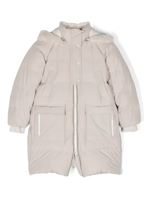Brunello Cucinelli Kids abrigo capitonado con capucha