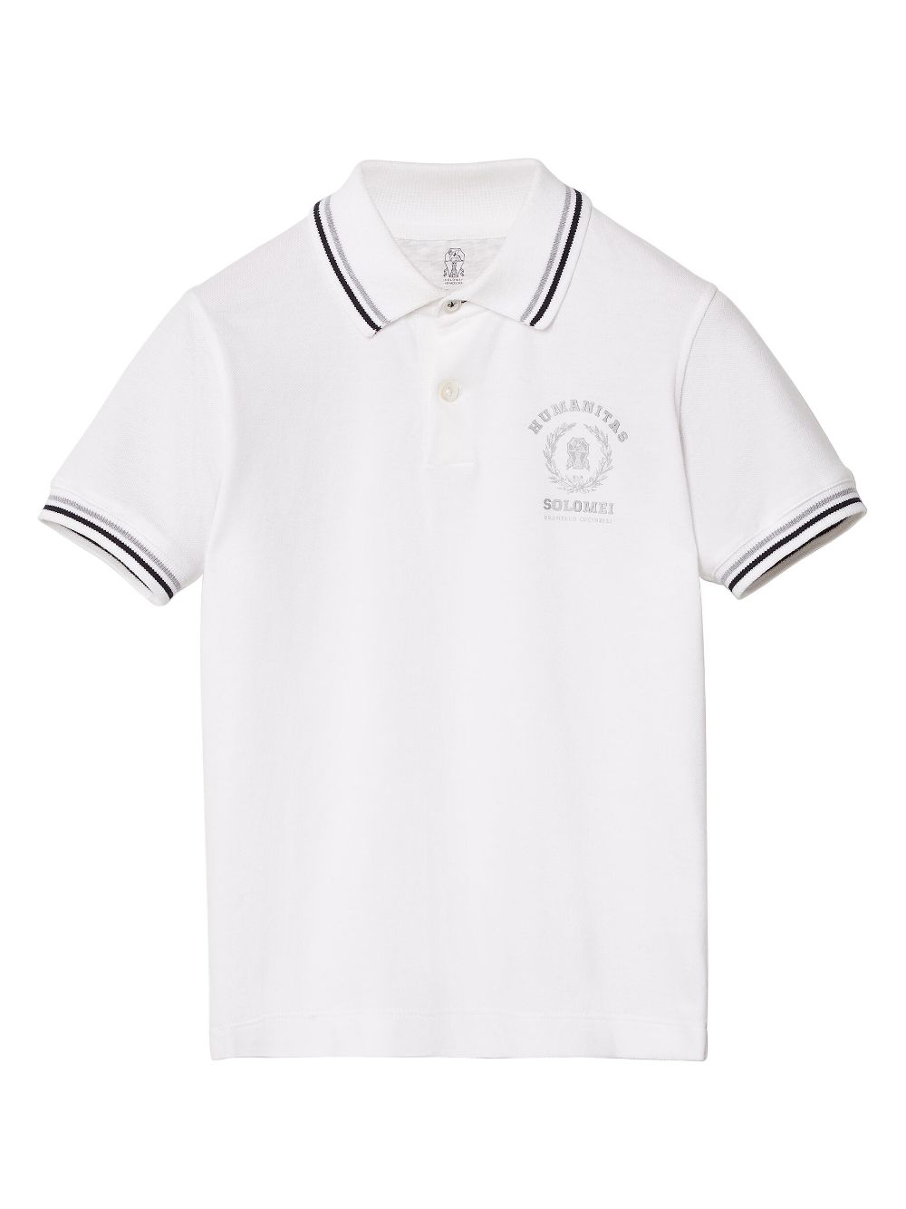 Brunello Cucinelli Kids' Logo-print Cotton Polo Shirt In White