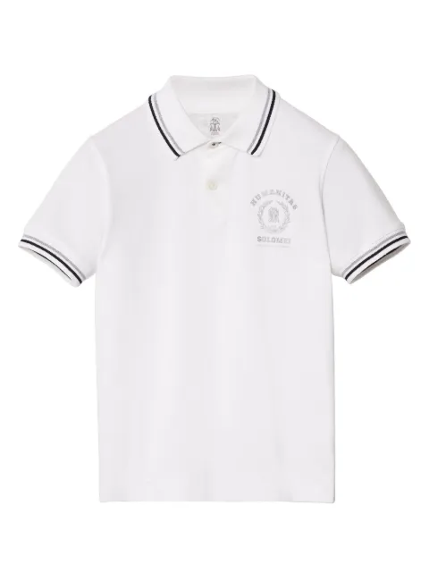 Brunello Cucinelli Kids قميص بولو قطن بطبعة شعار الماركة