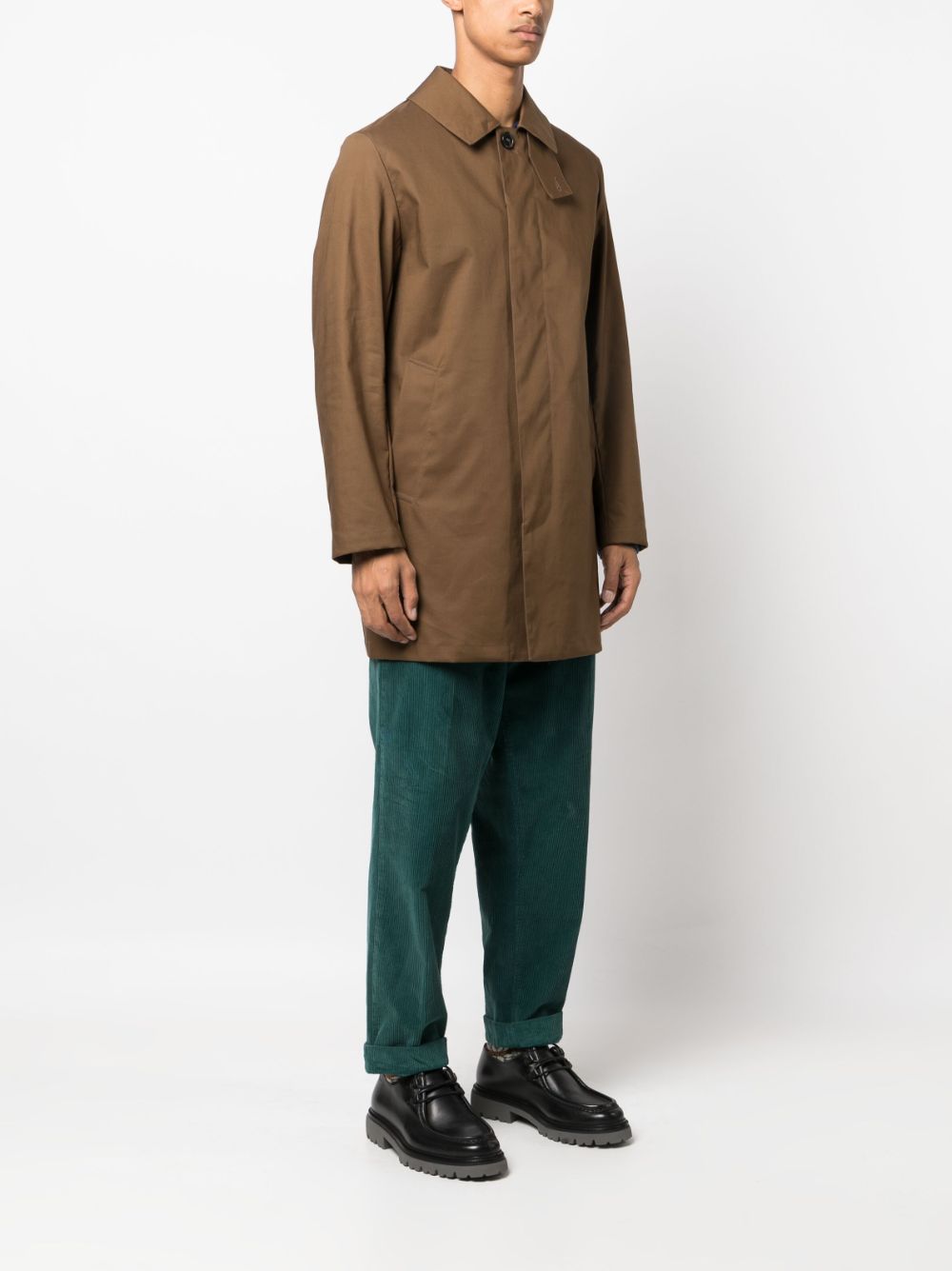 Shop Mackintosh Cambridge Button-up Cotton Raincoat In Brown