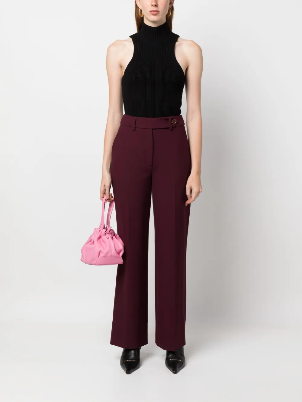 Claudie Pierlot Broek met asymmetrische knoopsluiting - Rood