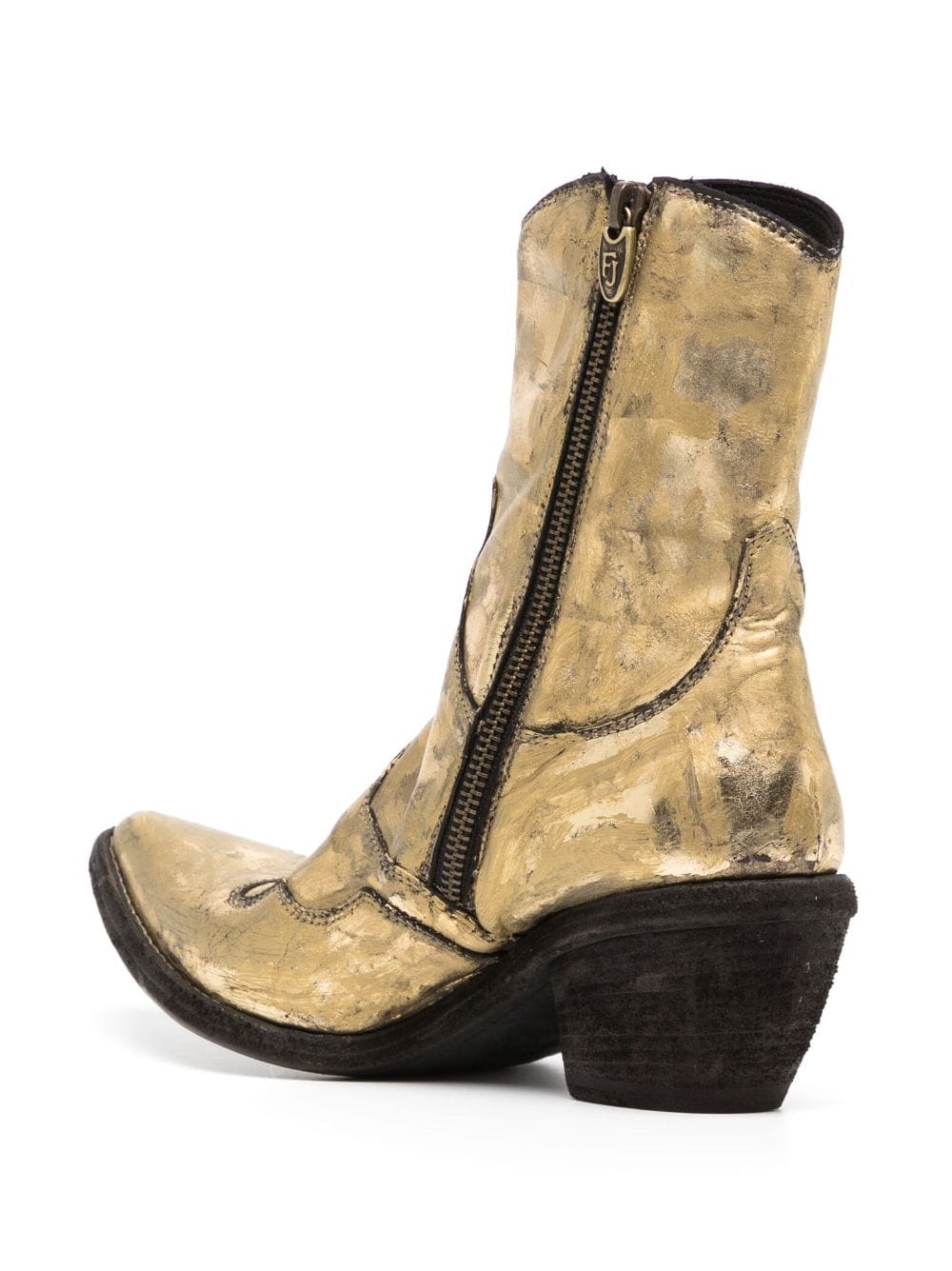 Shop Madison.maison Laminated Leather Ankle Boots In Gold