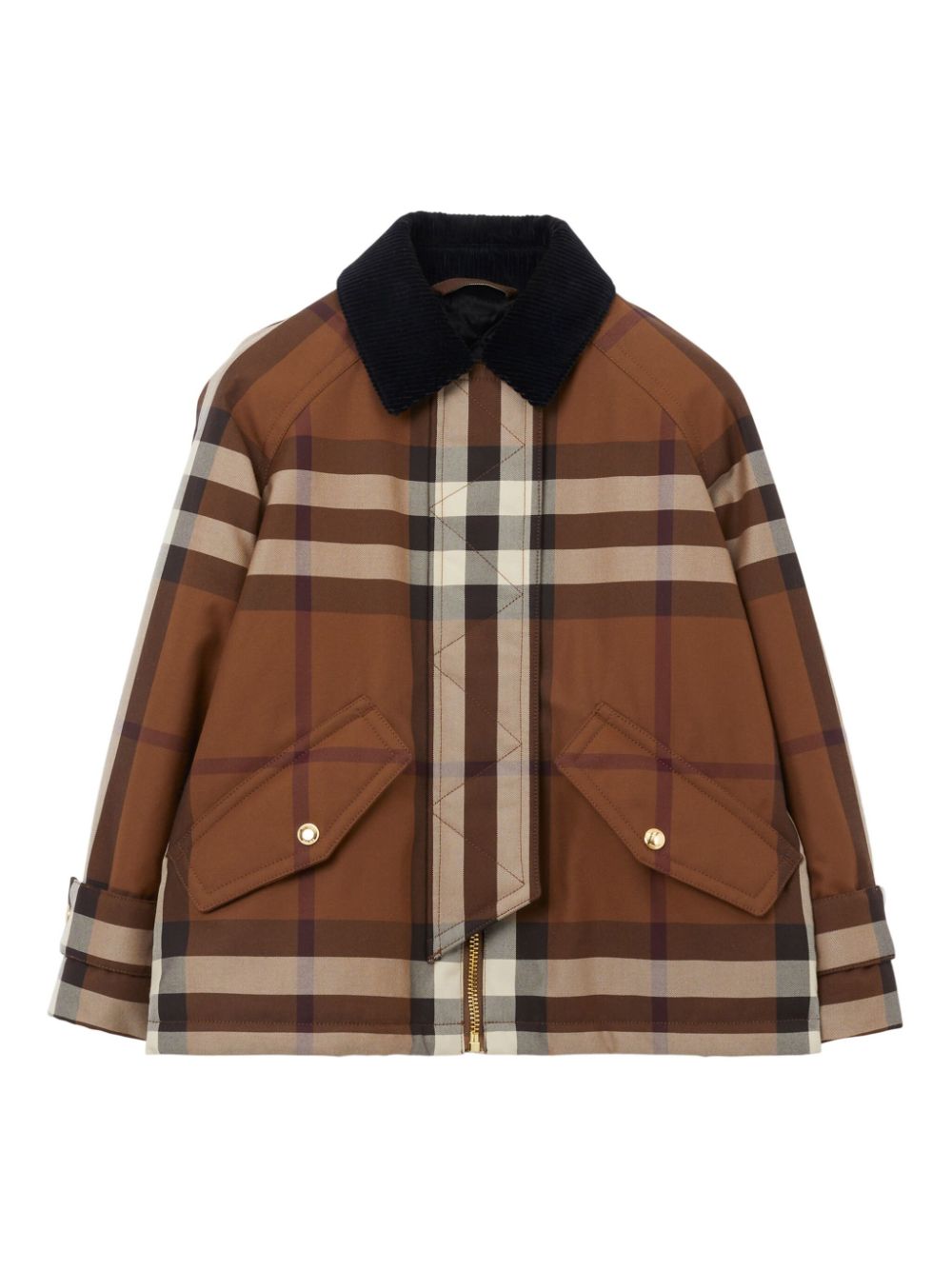 BURBERRY EXAGGERATED CHECK PATTERN ZIPPED JACKET