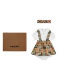 Burberry Kids checkered cotton babygrow set - Neutrals