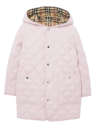 BURBERRY キッズ ピンクジャケット Burberry Kids corduroy-collar Quilted Jacket | Pink | FARFETCH