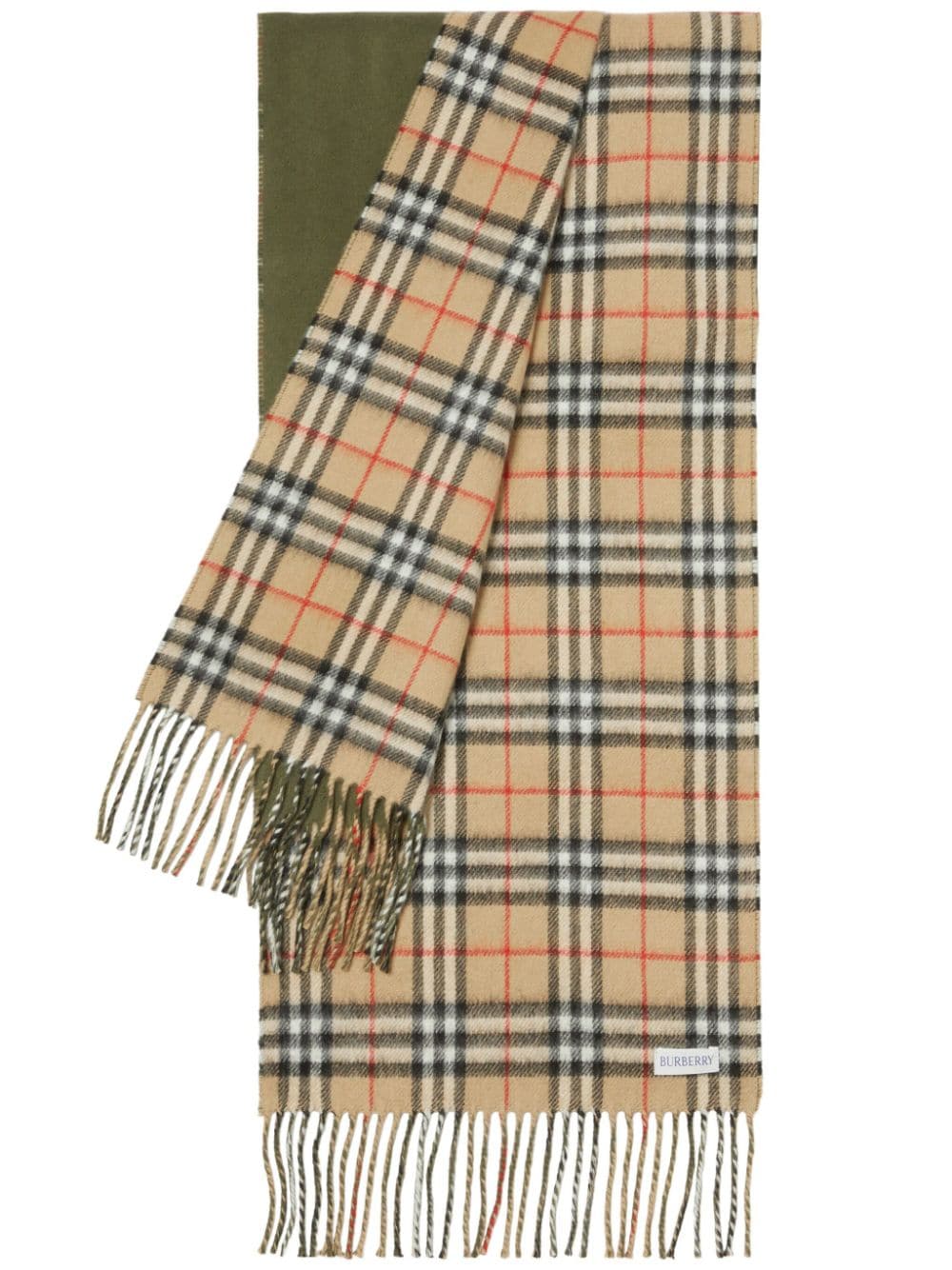 Shop Burberry Checkered Cashmere Scarf In Green