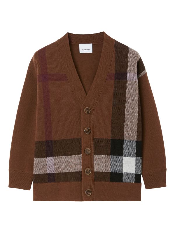 Burberry Kids Checkered Buttoned Wool Cardigan - Farfetch