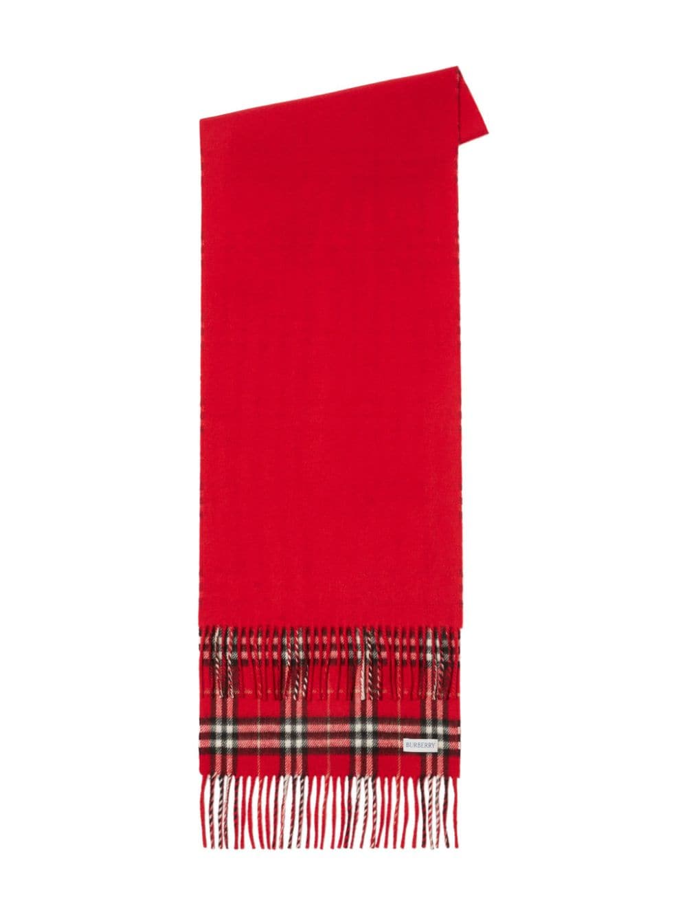 Shop Burberry Checkered Reversible Cashmere Scarf In Red