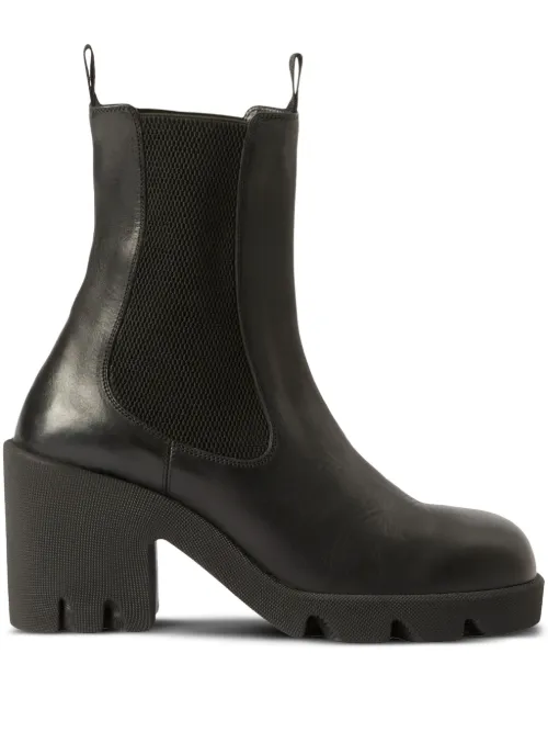 Bottines en cuir à empiècements élastiqués - Burberry - Modalova