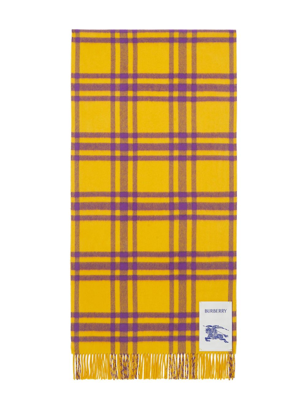Shop Burberry Check-print Cashmere Scarf In Yellow