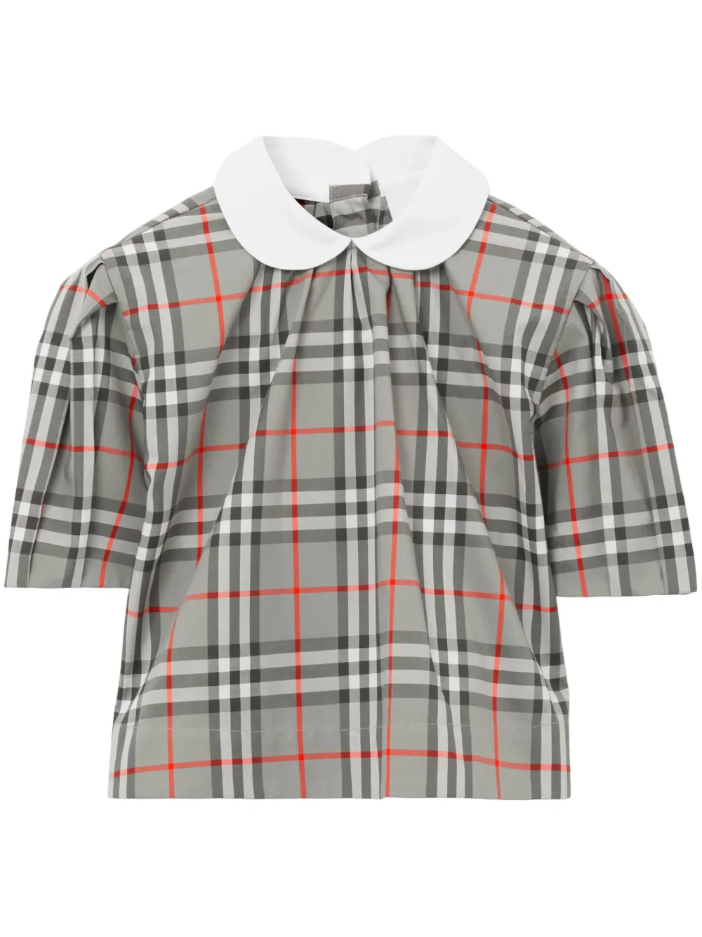 Burberry Kids check print short sleeved Blouse Grey FARFETCH