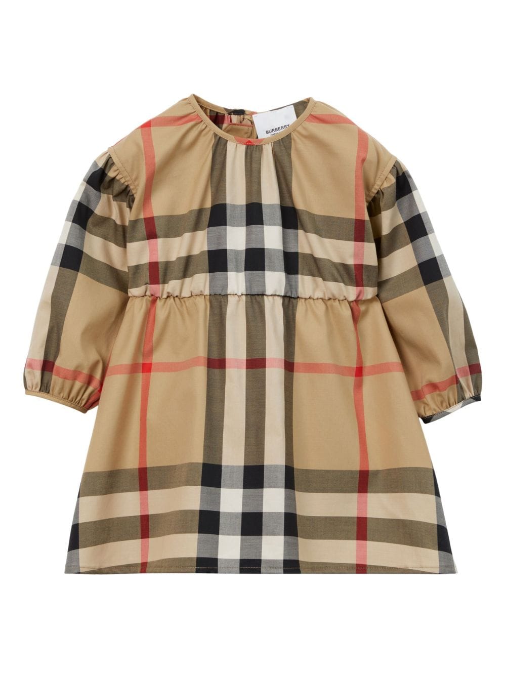 Shop Burberry Check-print Round-neck Dress In Brown