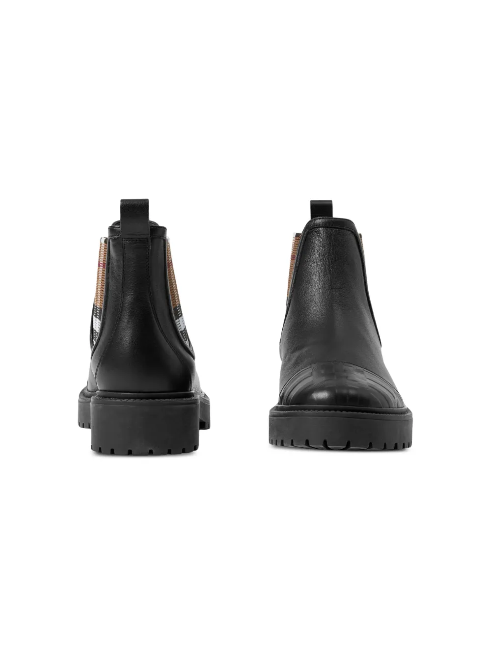  Burberry Kids Check-print Leather Boots - Black 