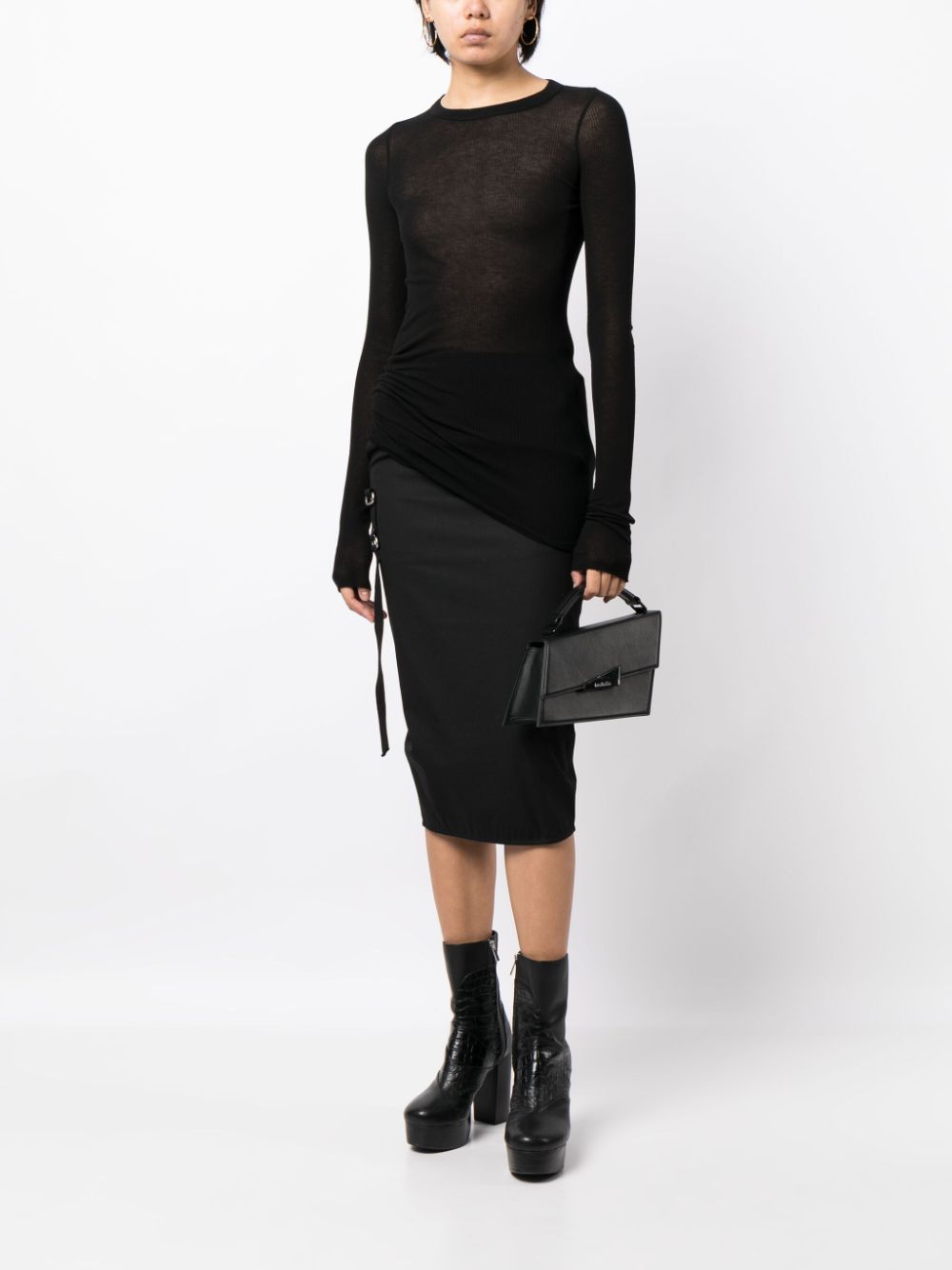 Rick Owens round-neck knitted minidress - Zwart