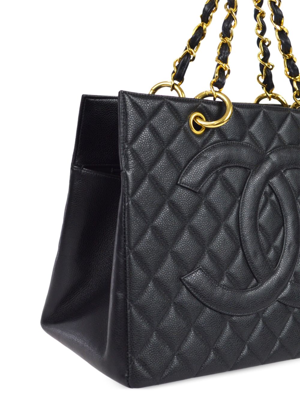 Chanel Pre-owned 1997 CC Patch Chain Tote Bag - Black