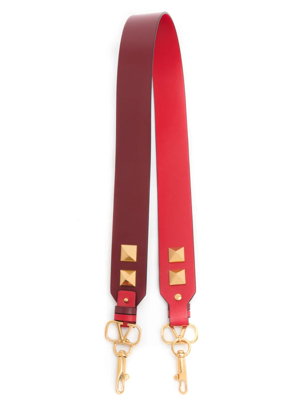 Valentino Garavani ロックスタッズ リバーシブル レザーストラップ - レッド Valentino Garavani ロックスタッズ リバーシブル レザーストラップ - レッド
