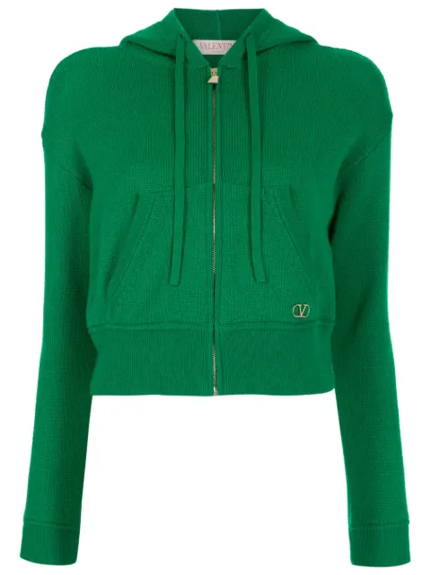 Valentino Garavani logo-plaque cashmere hoodie