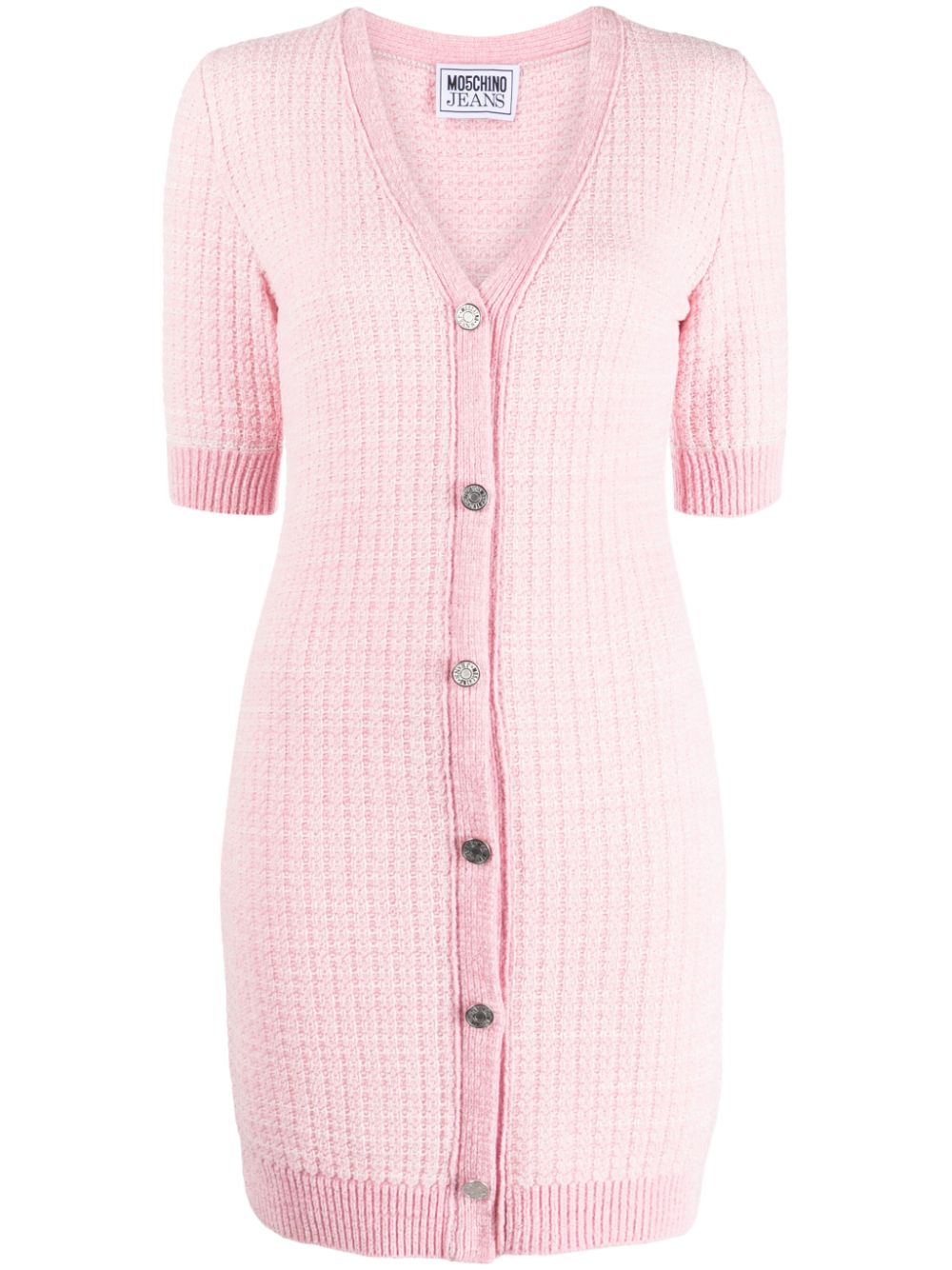 MOSCHINO JEANS V-neck knitted minidress - Pink