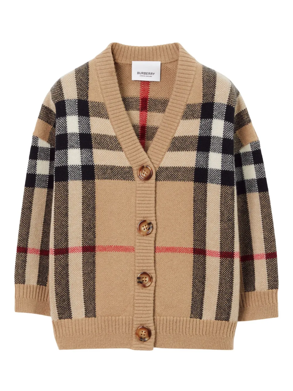 Burberry Kids チェック Vネックカーディガン - Farfetch