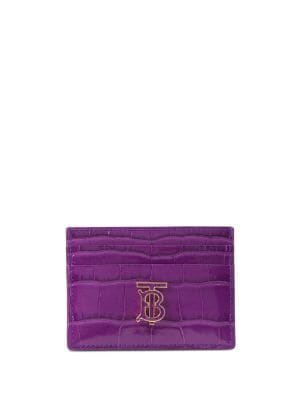 Burberry Leather Folding Card Case Purple