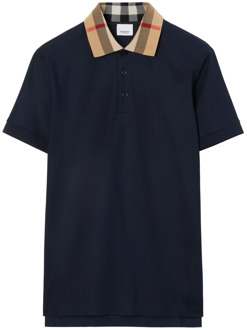 checked-collar cotton polo shirt