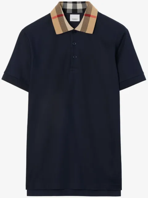 Burberry Check collar cotton polo shirt