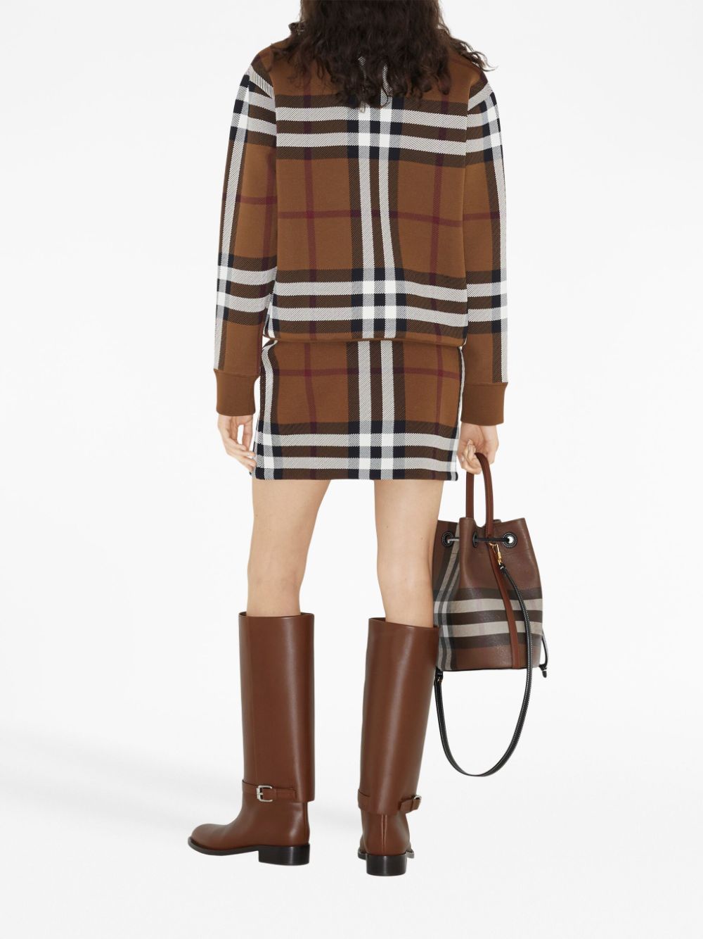 Shop Burberry Vintage-check A-line Skirt In Brown
