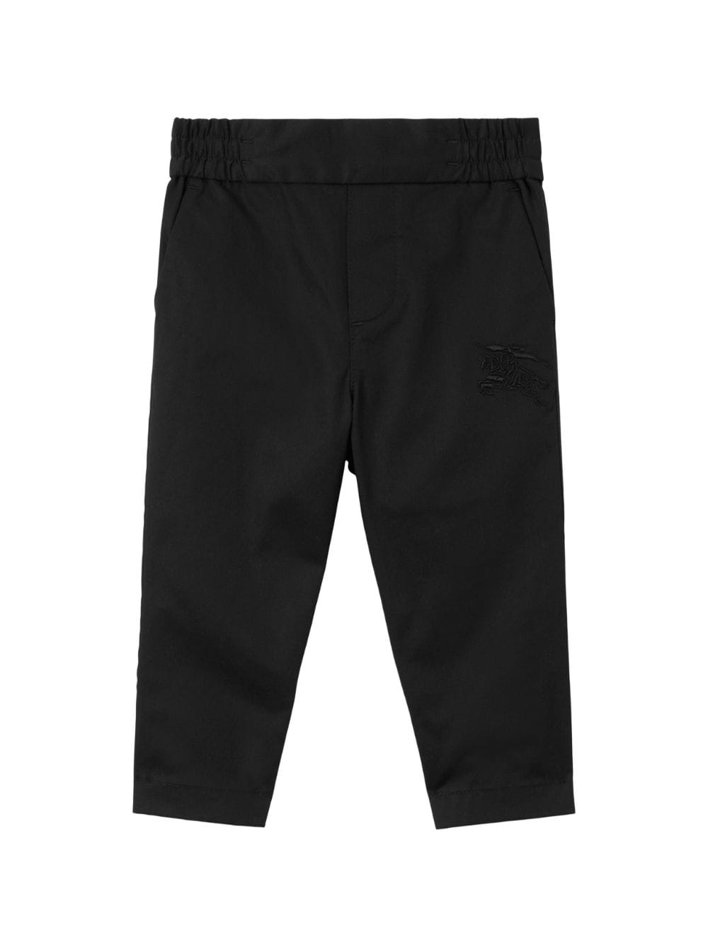 Burberry Babies' Equestrian-knight Embroidered Twill Chinos In Black