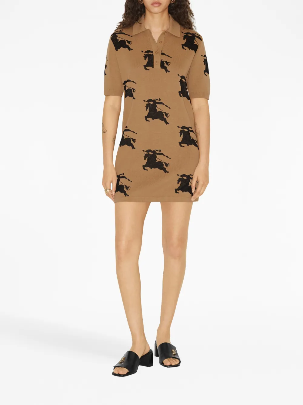 Burberry EKD print Jacquard Shirt Dress Neutrals FARFETCH UK