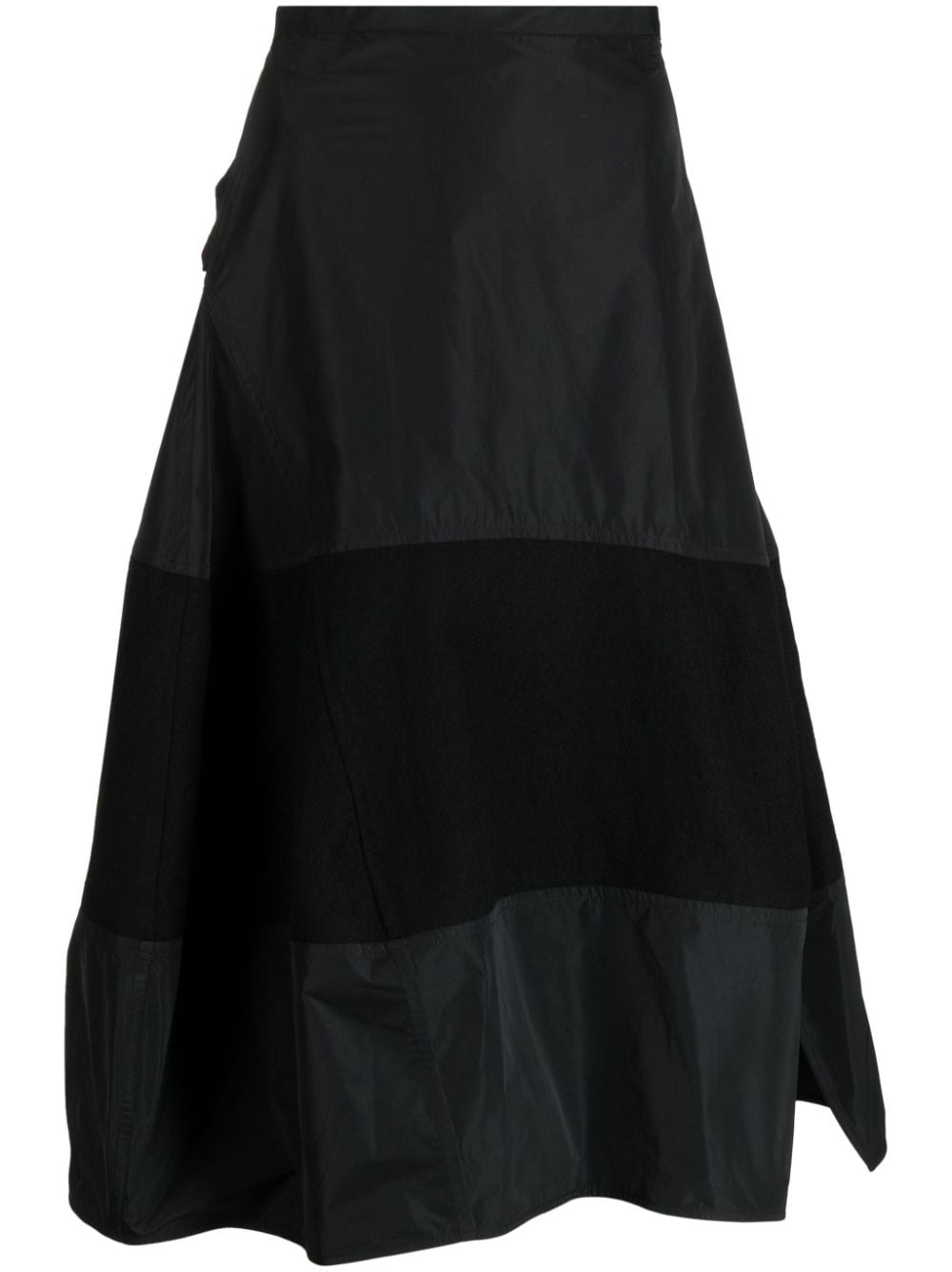 Jil Sander Panelled Striped Full Skirt In Black